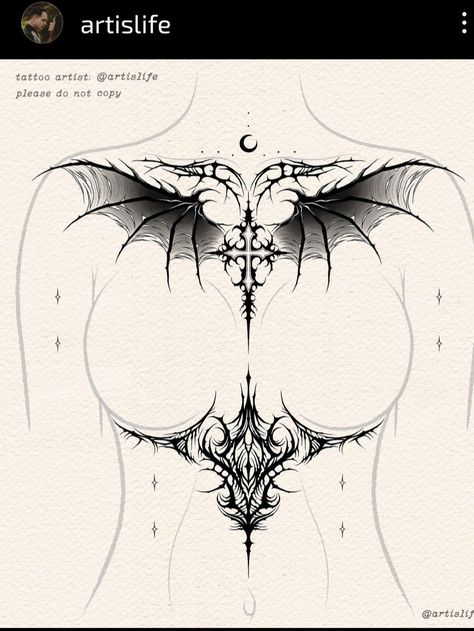 Succubus Tattoo, Jagua Henna, Funky Tattoos, Sick Tattoo, Wicked Tattoos, Chest Piece Tattoos, Spooky Tattoos, Cute Little Tattoos, Tattoo Style Drawings