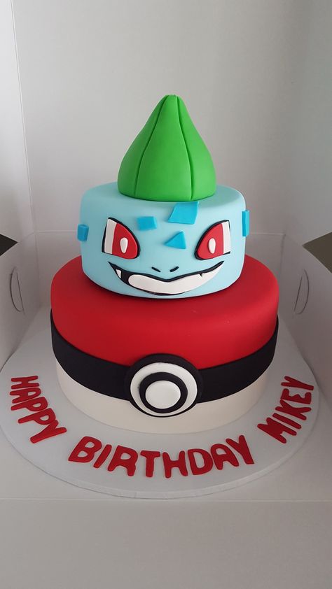 Pokemon Bulbasaur cake Pokemon go cake Bulbasaur Birthday Cake, Bulbasaur Cake Ideas, Pokemon Birthday Cake Boys, Bulbasaur Cake, Bulbasaur Birthday, Pokemon Go Cakes, Cake Pokemon, Pokémon Cake, Pokemon Birthday Cake