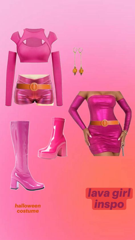 Lavagirl Diy Costume, Lavagirl Halloween Costume, Sharkboy And Lavagirl Costume Diy, Halloween Costumes Pink Hair, Pink Costumes Women, Pink Hair Halloween Costume, Sharkboy And Lavagirl Costume, Lavagirl Costume, Lava Girl Costume