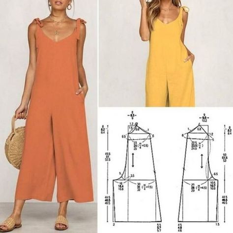 d9731321ef4e063ebbee79298fa36f56desc35575084ri Wide Leg Jumpsuit Pattern, Jumpsuit Pattern Sewing, Costura Fashion, Sewing Pants, Kleidung Diy, Jumpsuit Pattern, Diy Sewing Clothes, Clothes Sewing Patterns, Fashion Sewing Pattern