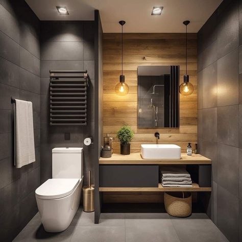 Half Bathroom Decor, Half Bathroom, Wood Bathroom, Bathroom Renos, Bathroom Inspiration, Master Bath, Bathroom Decor, Bath, Shower