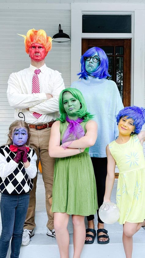 5 Family Costume Ideas, Family Costume Ideas For 5 Diy, Family Of 4 Costumes Halloween, Family Inside Out Costumes, Family Four Halloween Costumes, Halloween Costume Family Of Five, Finding Nemo Halloween Costume Family, Big Family Costume Ideas, Oogie Boogie Bash Costume Ideas Family