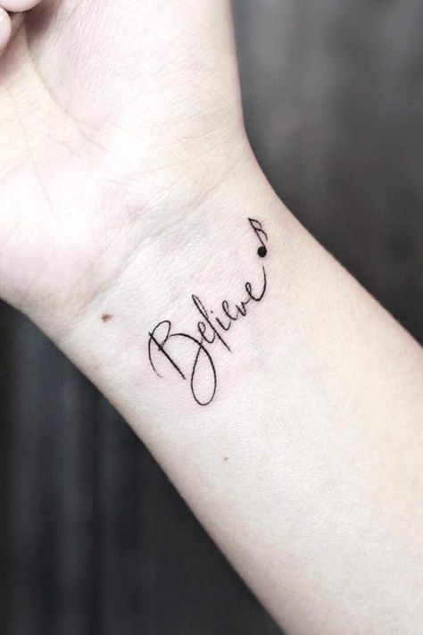 Believer Tattoo Ideas, I Believe Tattoo, Believe In Yourself Tattoo Ideas, Believe Tattoos For Women, Believe Tattoo Fonts, Believe Tattoo Design, Believe Wrist Tattoo, Believe Tattoo, Tattoo Letras