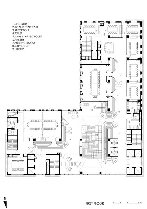 River Ghat Inspired Corporate Office | Abin Design Studio - The Architects Diary Office Floor Plan Corporate, Office Plan Layout, Leftover Carpet, Office Floor Plan, Back Painted Glass, Corporate Office Design, Office Plan, Apartment Floor Plan, House Layout Plans