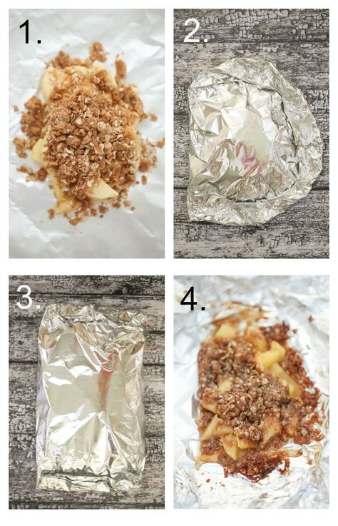 Foil Pack Dinners, Foil Pack Meals, Foil Dinners, Camping Desserts, Oat Crumble, Easy Camping Meals, Foil Packets, Campfire Food, Campfire Cooking