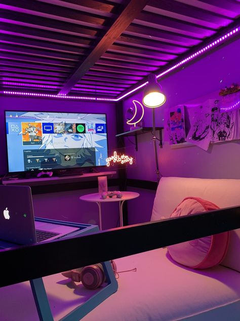 Bedroom Inspirations For Small Rooms, Gamer Bedroom, Gamer Room Decor, Video Game Room Design, Bedroom Games, Bedroom Deco, Gamer Room, Dreamy Room, Modern Bedroom Design