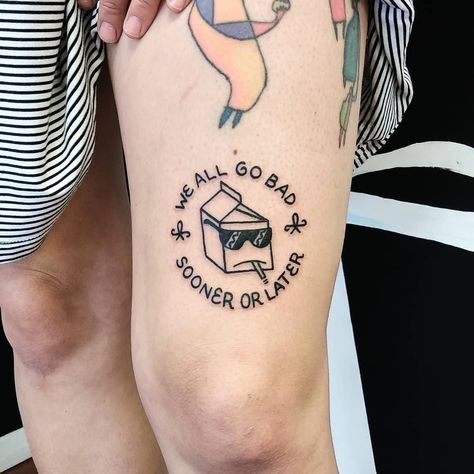 🥛🚬🔪🔪🔪Done @powelltattoos #discountstabshack #weallgobadsoonerorlater Keep It Simple Tattoo, Witty Tattoo, Funny Cute Tattoos, Funny Tattoo, Fallen Tree, Simple Tattoo, Funny Tattoos, July 3, Tattoo Sleeve