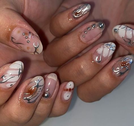 #nailart #brownnailsaesthetic #cyberpunk #minimalstyle #nails #nailideas Nails 2022 Trends Summer, Cyberpunk Nails, Long Ballerina Nails, Nails Summer 2022, Nails Acrylic Summer, Nails Inspiration Pink, Hailey Bieber Nails, Glazed Donut Nails, Almond Nail Designs