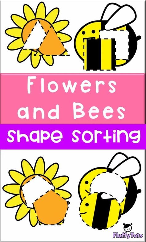 Spring Preschool Activities : FREE Flowers and Bees Shape Sorting.  Perfect for toddlers and preschools learning about sorting, shapes and great for fine motor skills!  #springpreschool Spring Lesson Plans, Spring Preschool Activities, Spring Lessons, Bugs Preschool, Bee Activities, Flowers And Bees, Cognitive Activities, Shape Sort, Lesson Plans For Toddlers