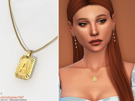 Sims 4 Initial Necklace, Sims 4 Cc Initial Necklace, Sims 4 Cc Letter Necklace, Sims 4 Vintage Jewelry, Sims 4 Letter Necklace, Sims 4 Maxis Match Necklace, Maxis Match Necklace, Sims 4 Cc Accessories Necklaces, Sims 4 Necklace Cc