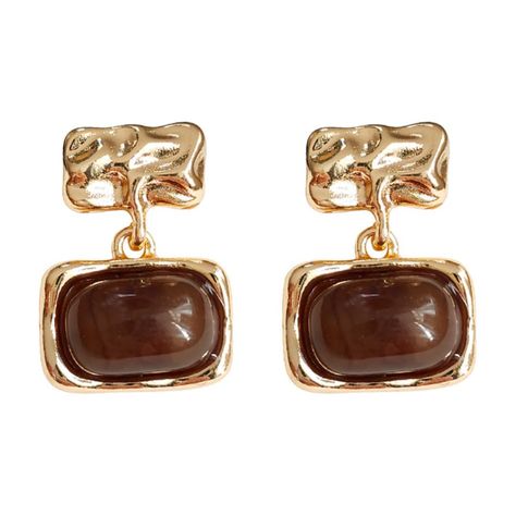 PRICES MAY VARY. Shades of Brown: Embracing a rich and earthy brown color scheme, these earrings exude a sense of warmth and comfort, perfectly suited for winter styling. Geometric Design: Featuring a stylish geometric design, these earrings showcase a modern and on-trend aesthetic, adding a touch of contemporary flair to your look. 14K Gold Plating: Enhanced with a layer of lustrous 14K gold plating, these earrings radiate a vintage gold color, bringing a touch of sophistication to your ensembl Brown Color Scheme, Large Gold Earrings, Runway Earrings, Winter Styling, Creative Shoes, Brown Accessories, Brown Earrings, Earthy Brown, Natural Stone Earrings