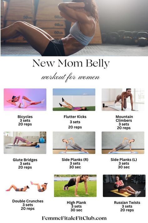 If you just had a baby and have been cleared to exercise again, try this core workout designed to strengthen and stabilize your core to make you stronger. #abs #mommybelly #bellybulge #flatabs #sixpackabs Exercise For Mom Pooch, New Mom Ab Workout, Core Exercises For Mom Pooch, Ab Workout For Mom Pooch, Postpartum Ab Workouts At Home, Mama Workout At Home, Gym Workouts For Mom Pooch, Mom Ab Workout, Workout For Postpartum Belly