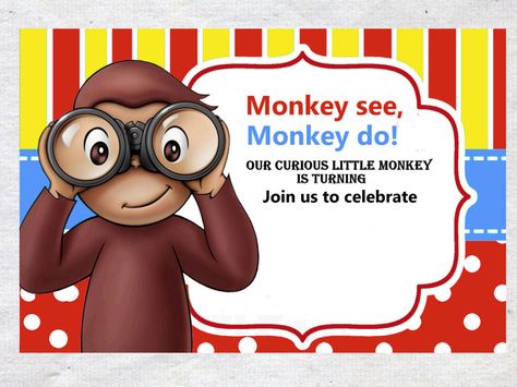 Nice FREE Template Free Printable Curious George Colorful Invitation Curious George Invitations, Christmas Party Invitation Wording, My Little Pony Invitations, Curious George Birthday Party, Curious George Party, Curious George Birthday, Free Printable Invitations Templates, 1st Birthday Party Invitations, Colorful Invitations