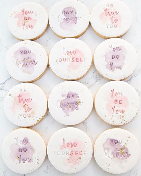 These beautiful watercolour cookies are for a workshop next week for empowering teen girls run by @sistersoulsmentoring 💕 The script… Watercolour Cookies, Watercolor Cookies, Kawaii Cookies, Biscuit Decoration, Iced Biscuits, Sugar Cookie Icing, Sugar Cookie Designs, Fondant Cookies, Creative Cookies