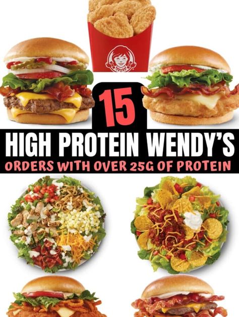 15 High Protein Wendy's Options with Over 25g Protein High Protein Meals Fast Food, Fast Food Protein, Fast Food High Protein, Healthy Wendys Order, High Protein Restaurant Meals, High Protein Fast Food Options, High Protein List, Macro Friendly Fast Food, Protein Fast Food