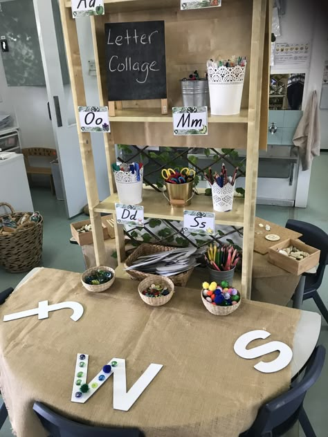 Literacy with a focus on letters Reggio Emilia Letter Provocations, Reggio Letter Activities, Reggio Inspired Literacy Activities, Literacy Provocations, Prek Literacy, Reggio Emilia Classroom, Reggio Inspired Classrooms, Inquiry Learning, Eyfs Classroom