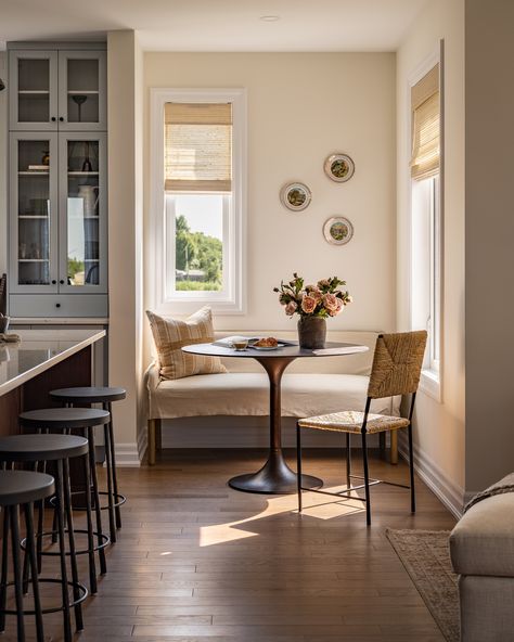 West of Main Design | The breakfast nook in the #ElliotProject kitchen enjoys plenty of natural light. This cozy corner is ideal for a morning read or a… | Instagram Small Living Room Dining Room Combo, Small Living Room Dining Room, West Of Main, Toronto Interior Design, Homes Kitchen, Cozy Breakfast, Cozy Breakfast Nook, Living Room Dining Room Combo, Bathroom Remodels