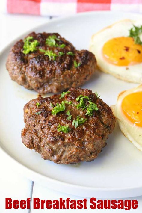 Beef Breakfast Sausage, Healthy Sausage Recipes, Beef Sausage Recipes, Breakfast Sausage Seasoning, Ground Beef Breakfast, Homemade Breakfast Sausage, Homemade Sausage Recipes, Breakfast Sausage Recipes, Breakfast Meat