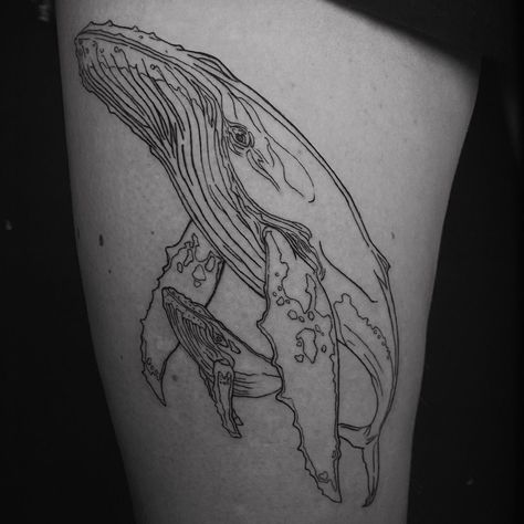 Whale Leg Tattoo, Two Whales Tattoo, Humpback Whale Tattoo Design, Loc Tattoos, Biologist Tattoo, Woodburn Designs, Humpback Whale Tattoo, Fineline Tattoos, Whale Tattoo