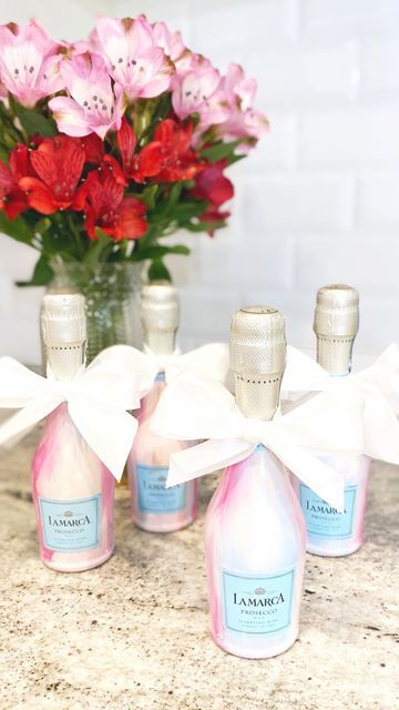 A M Y. F O G G. A R T on Instagram: "Pretty in Pink… These mini bottles are going to be so amazing for a beautiful bridesmaid luncheon in September at Rosemary Beach, Fl. I can’t wait to finish the rest of the order & show details! I adore doing these bottles for such happy occasions! Interested in a painted bottle? Go to www.amyfoggart.com /painted bottle form for your custom quote." Mini Prosecco Bottles, Prosecco Bottle, Bridesmaid Luncheon, Painted Bottle, Bridal Luncheon, Rosemary Beach, Bottle Lights, Mini Bottles, Bottle Painting