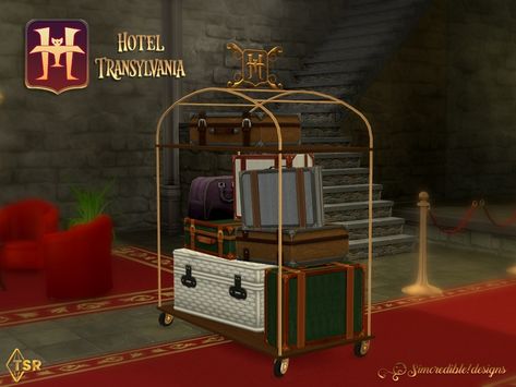 Happy Holiday Gifts, Kids Bed Frames, Monster High Pictures, Fusion Paint, Luggage Carrier, H Hotel, Hotel Reception, Hotel Transylvania, Sims 4 Cc Furniture