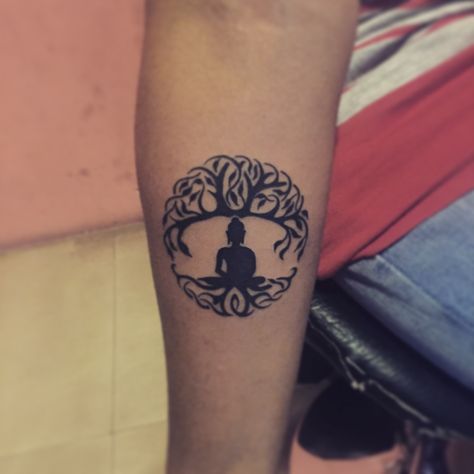 Buddha tattoo by Ganesh acharya @inkblot tattoo studio Bhudha Tattoo Designs, Inkblot Tattoo, Triple Tattoo, Blackberry Tattoo, Buddhism Tattoo, Buda Tattoo, Heron Tattoo, Zen Tattoo, Hindu Tattoos