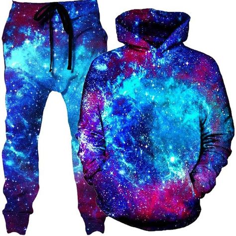 Blue Galaxy Hoodie and Joggers Combo | iEDM Mens Rave Outfits, Jogging Sweat, Volleyball Uniform, Rave Outfits Men, Galaxy Hoodie, Nice Tattoos, Hoodie And Joggers, Galaxy Shirt, Zipper Hoodies