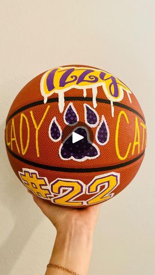 Painted Basketball Senior Night, 1000 Points Basketball Ideas, Basketball Painting Ideas, Painted Basketball, Basketball Painting, Customized Basketball, Basketball Senior Night, Booster Club, Basketball Gifts