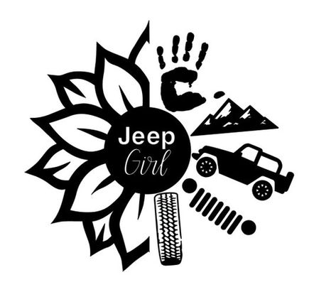 Jeep Cricut, Jeep Life Decal, Sunflower Jeep, Jeep Art, Jeep Stickers, Jeep Shirts, Jeep Decals, Girl Decals, Silhouette Curio