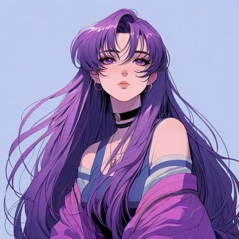 Purple Hair Anime Girlies, Purple Hair Anime Characters, Purple Hair Anime Female, Purple Haired Anime Female, Purple Haired Anime Characters, Character Inspiration Woman, Art Reference Hair, Characters With Purple Hair, Purple Hair Anime