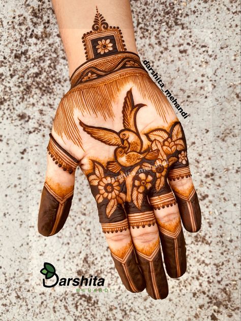 Follow me on instagram @darshita_mehandi Love Birds Mehndi Designs, Bird Mehndi Designs, Panda Mehndi Design, Bridal Mehndi Designs 2023, Love Mehndi Designs, Mehndi Designs 2023, Designer Mehandi, Traditional Mehndi Designs, Front Hand Mehndi Design