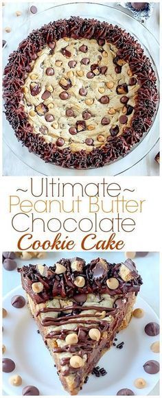 Ultimate Peanut Butter Chocolate Cookie Cake Chocolate Chip Cookies For One, Birthday Cake Peanut Butter, Cookies For One, Chocolate Cookie Cake, Peanut Butter Chocolate Chip Cookie, Brownie Vegan, Choco Chocolate, Chocolate Cake Cookies, Chocolate Chip Cookie Cake