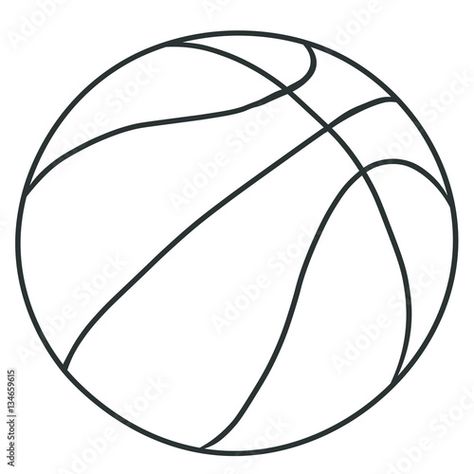 Stock Image: Basketball Vector Graphic 1 Basketball Outline Drawing, Basketball Outline, Basketball Vector, Outline Drawing, Outline Drawings, Lace Up Flat, Adobe Stock, Stock Vector, Basketball