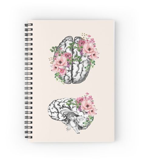 Spiral notebooks with high-quality edge-to-edge print on front. 120 pages in your choice of ruled or graph lines. For all people that love psychology, anatomy, mental health and anatomy art, floral decorations and succulent plant, succulent desert plant, succulent lovers, succulents and cacti, succulents lovers Human Brain Art, Love Psychology, Brain Art, Watercolor Journal, Floral Decorations, Desert Plants, Human Brain, Spiral Notebooks, Anatomy Art