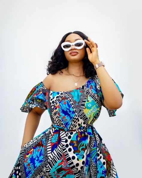 Off shoulder ankara dress