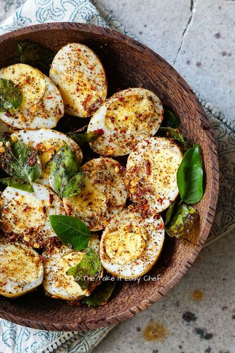 Masala Egg Fry - Perfectly Fiery! Cooking Photography, Global Recipes, Coriander Seeds, Curry Leaves, Top Recipes, Boiled Eggs, Vegetable Sides, Side Recipes, Egg Recipes