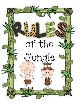 Jungle Rules of the Jungle Classroom Signs Jungle Theme Crafts, Classroom Rules Sign, Jungle Theme Classroom Decorations, Safari Theme Classroom, Jungle Theme Rooms, Classroom Management Activities, Preschool Jungle, School Wide Themes, Jungle Classroom