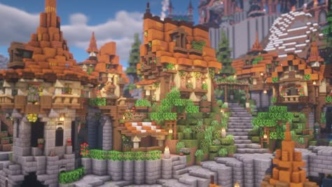 Aesthetic Minecraft Village Ideas, Minecraft Shops, Minecraft Kingdom, Minecraft Structures, Minecraft House Plans, Bangunan Minecraft, Minecraft Cottage, Minecraft Castle, Minecraft Medieval