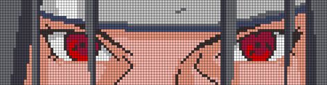 Itachi Pixel Art, Anime Alpha Pattern, Alpha Graph, Alpha Patterns Anime, Itachi Eyes, Itachi Uchiha Anime, Naruto Itachi Uchiha, Pixelated Art, Photo Pixel