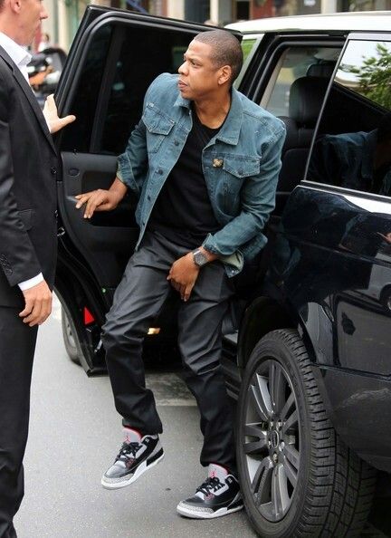 #jayZ#swaggy Jordan 3 Black Cement Outfit, Young Jay Z, I Love Lana Del Rey, Black Men Casual Style, Jordan 3 Black, Together In Paris, Love Lana Del Rey, Jordan 3 Black Cement, History Of Hip Hop