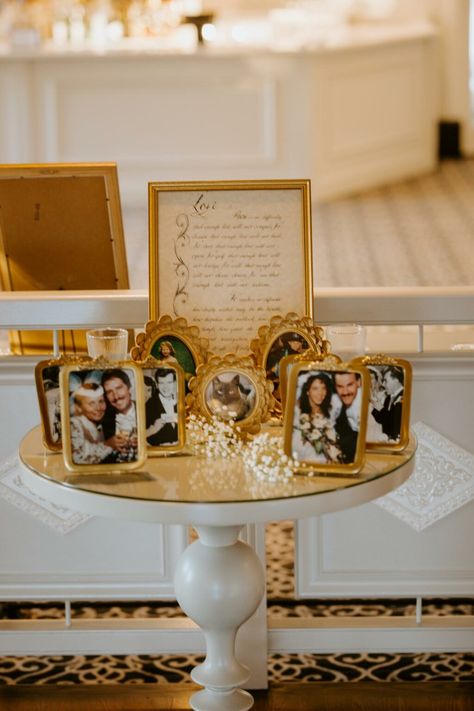 In Loving Memory Of Wedding Ideas, Honouring Passed Loved Ones At Wedding, Simple Unique Wedding Centerpieces, Remembering Family At Wedding, All Because Two People Fell In Love Wedding Table, Vintage Gold Frames Wedding, Honoring Loved Ones At Wedding Ideas, Honoring Past Loved Ones At Wedding, Remembering Table At Wedding