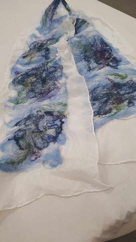 Nuno Felted Silk Scarf in a DIY Kit - Etsy UK Nuno Felted Scarf, Journey Textiles, Felt Scarf, Wool Felt Projects, Nuno Felt Scarf, Felted Scarf, Nuno Felt, Under The Surface, Felting Tutorials