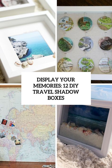 display your memories 12 diy travel shadow boxes cover Travel Shadow Box, Travel Shadow Boxes, Beach Shadow Boxes, Large Shadow Box, Vintage Backdrop, Award Display, Diy Travel Journal, Travel Box, Diy Travel