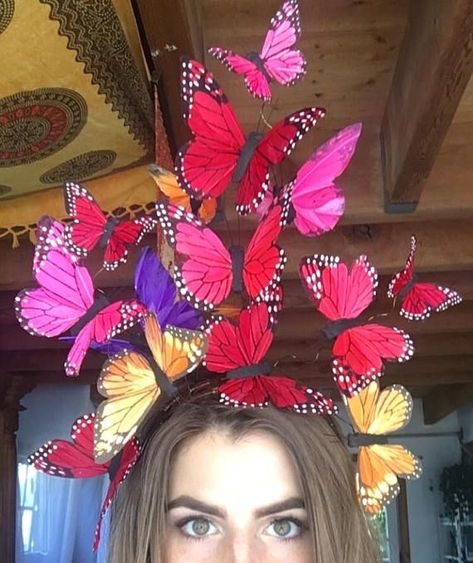 Butterfly Headpiece, Cute Pug Puppies, Costume Carnaval, Butterfly Crown, Crown Headpiece, Derby Fascinator, Crazy Hats, Crown Flower, Feather Painting