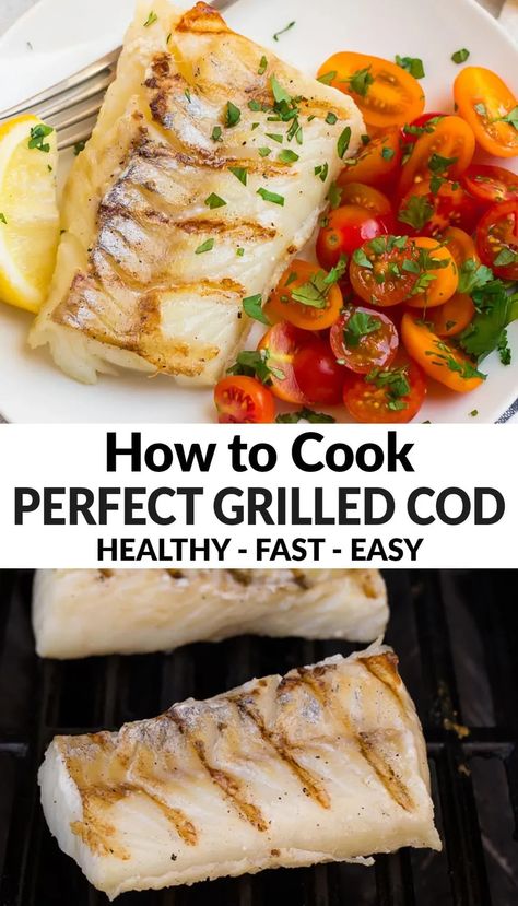 How to cook perfect grilled cod. Tender and buttery, cod is easy and healthy to make on the grill! Grill in foil or directly on the grate for quick dinners. One of the best simple, healthy fish recipes! #cod #healthyrecipes #wellplated Cod On The Grill Recipes, Healthy Fish Recipes Cod, Bbq Cod Fish Recipes, Fish On The Grill Recipes, Cod On The Grill, Grilled Cod Fish Recipes, Pff Meals, Fish Recipes Cod, Healthy Grilled Fish Recipes