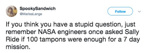 Hilariously Honest Tweets About Tampons That All Women Can Relate To Tampon Humor, Nasa Engineer, Sally Ride, Period Humor, Humor Inappropriate, Food And Recipes, Daily Funny, Tampon, Funny Stuff