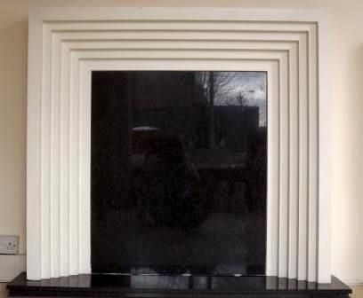 New Art Deco stepped plaster fire surround Cedric Gibbons, Foyer Art, Central Fireplace, Fire Surrounds, Art Deco Fireplace, Modern Fireplaces, Fireplace Frame, Plaster Cast, Living Room Arrangements