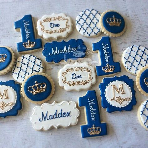 Royal First Birthday, Mickey Rey, Royal Prince Birthday Party, Prince Birthday Theme, Royal Birthday Party, First Birthday Cookies, Prince Birthday Party, Prince Party, Prince Birthday