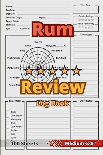 Rum Review Log Book: 6x9" - Rum Tasting Journal - Rum Evaluation Score Sheet Book - Rums Rating Notebook for Adults - Rate, Record, Track Your Taste ... Lovers & Enthusiasts & Drinkers Tasters Diary: Plans, EvoBooks: Amazon.com: Books Rum Tasting, Beer Names, Gifts For Gin Lovers, Bourbon Tasting, Coffee Review, Gin Tasting, Whisky Tasting, Best Cookbooks, Book Enthusiast