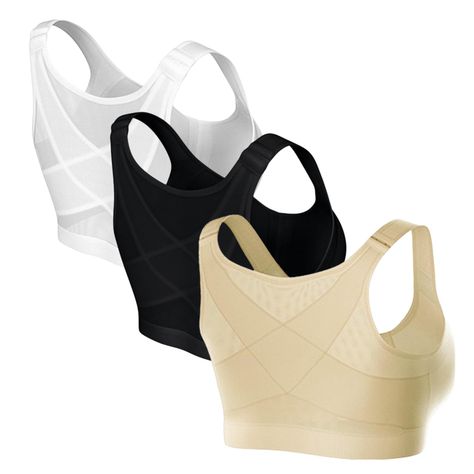 PRICES MAY VARY. Posture Corrector Bra: Product is in Asian size; delivery is based on European size. Please try it on to confirm the fit. Designed with an X-shaped back linked with a strap, it offers good back support and gently corrects your hunched-over posture, relieving back and shoulder pain Front Closure Bra: With a convenient front closure style and thoughtful design, you can easily put this posture bra on and take it off High Quality Material: Made of breathable mesh fabric for better b Posture Corrector Bra, Posture Bra, Wireless Sports Bra, Posture Support, Front Closure Bra, Hair Color Light Brown, Posture Corrector, Light Hair Color, Better Posture